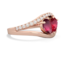 Ruby Nestled Heart Keepsake 14K Rose Gold ring R5650