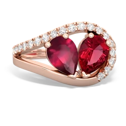 Ruby Nestled Heart Keepsake 14K Rose Gold ring R5650