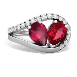 Ruby Nestled Heart Keepsake 14K White Gold ring R5650