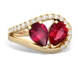 Ruby Nestled Heart Keepsake 14K Yellow Gold ring R5650