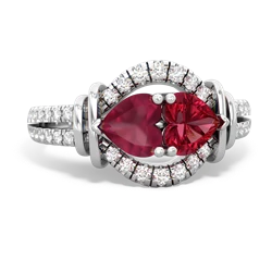 Ruby Art-Deco Keepsake 14K White Gold ring R5630