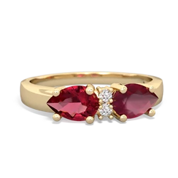 Ruby Pear Bowtie 14K Yellow Gold ring R0865