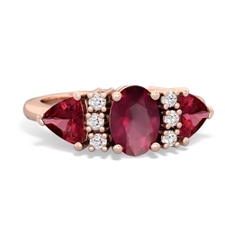 Ruby Antique Style Three Stone 14K Rose Gold ring R2186