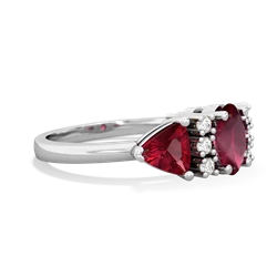 Ruby Antique Style Three Stone 14K White Gold ring R2186