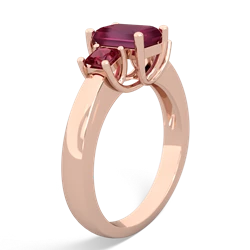 Ruby Three Stone Emerald-Cut Trellis 14K Rose Gold ring R4021