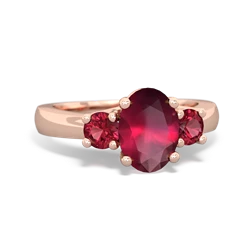 Ruby Three Stone Oval Trellis 14K Rose Gold ring R4024