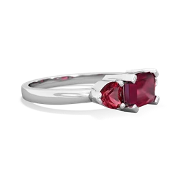 Ruby Three Stone 14K White Gold ring R5235