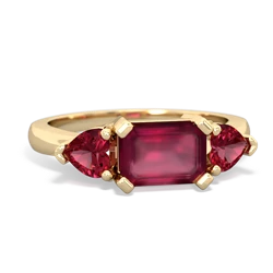 Ruby Three Stone 14K Yellow Gold ring R5235