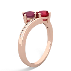 Ruby Channel Set Two Stone 14K Rose Gold ring R5303