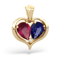 Ruby Two Become One 14K Yellow Gold pendant P5330