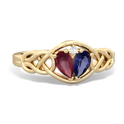 Ruby Celtic Love Knot 14K Yellow Gold ring R5420