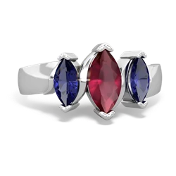 Ruby Three Peeks 14K White Gold ring R2433