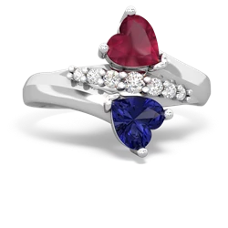 Ruby Heart To Heart 14K White Gold ring R2064