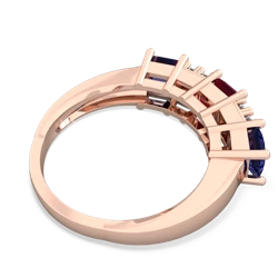 Ruby Three Stone Diamond Cluster 14K Rose Gold ring R2592