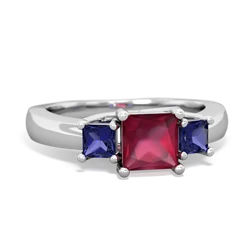 Ruby Three Stone Trellis 14K White Gold ring R4015