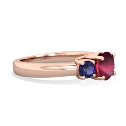 Ruby Three Stone Round Trellis 14K Rose Gold ring R4018