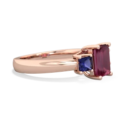 Ruby Three Stone Emerald-Cut Trellis 14K Rose Gold ring R4021