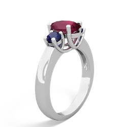 Ruby Three Stone Oval Trellis 14K White Gold ring R4024