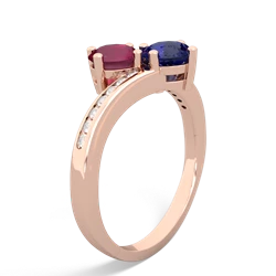 Ruby Channel Set Two Stone 14K Rose Gold ring R5303