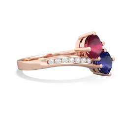 Ruby Channel Set Two Stone 14K Rose Gold ring R5303