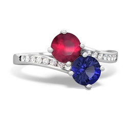 Ruby Channel Set Two Stone 14K White Gold ring R5303