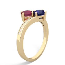 Ruby Channel Set Two Stone 14K Yellow Gold ring R5303