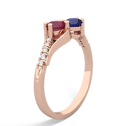 Ruby Infinity Pave Two Stone 14K Rose Gold ring R5285