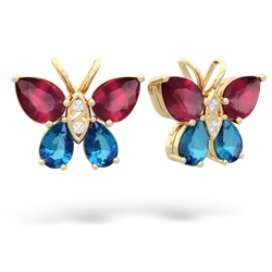 Ruby Butterfly 14K Yellow Gold earrings E2215