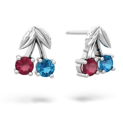 Ruby Sweet Cherries 14K White Gold earrings E7001