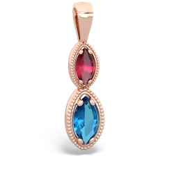 Ruby Antique-Style Halo 14K Rose Gold pendant P5700