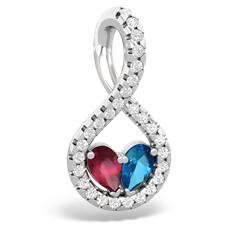 Ruby Pave Twist 'One Heart' 14K White Gold pendant P5360