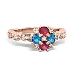 Ruby Sparkling Tiara Cluster 14K Rose Gold ring R26293RD