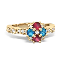 Ruby Sparkling Tiara Cluster 14K Yellow Gold ring R26293RD