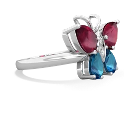 Ruby Butterfly 14K White Gold ring R2215