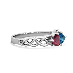 Ruby Heart To Heart Braid 14K White Gold ring R5870