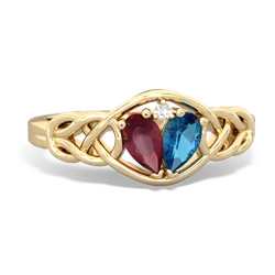 Ruby Celtic Love Knot 14K Yellow Gold ring R5420