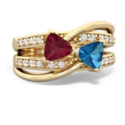 Ruby Bowtie 14K Yellow Gold ring R2360