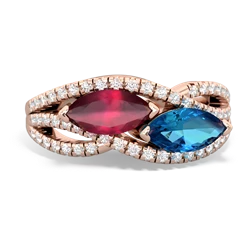 Ruby Diamond Rivers 14K Rose Gold ring R3070
