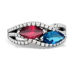 Ruby Diamond Rivers 14K White Gold ring R3070