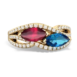 Ruby Diamond Rivers 14K Yellow Gold ring R3070