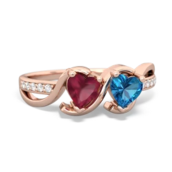 Ruby Side By Side 14K Rose Gold ring R3090