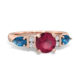 Ruby 6Mm Round Eternal Embrace Engagement 14K Rose Gold ring R2005