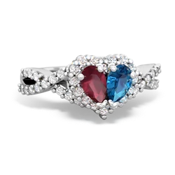 Ruby Diamond Twist 'One Heart' 14K White Gold ring R2640HRT