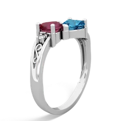 Ruby Snuggling Hearts 14K White Gold ring R2178