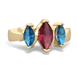 Ruby Three Peeks 14K Yellow Gold ring R2433