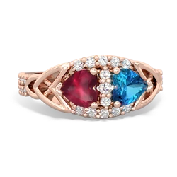 Ruby Sparkling Celtic Knot 14K Rose Gold ring R2645