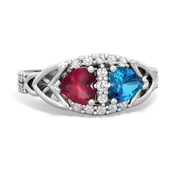 Ruby Sparkling Celtic Knot 14K White Gold ring R2645