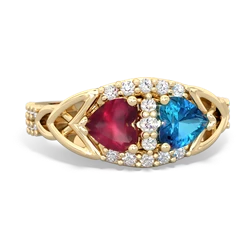 Ruby Sparkling Celtic Knot 14K Yellow Gold ring R2645