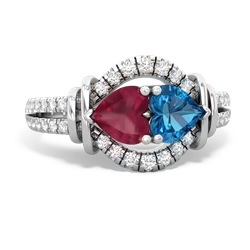 Ruby Art-Deco Keepsake 14K White Gold ring R5630