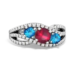 Ruby Three Stone Aurora 14K White Gold ring R3080